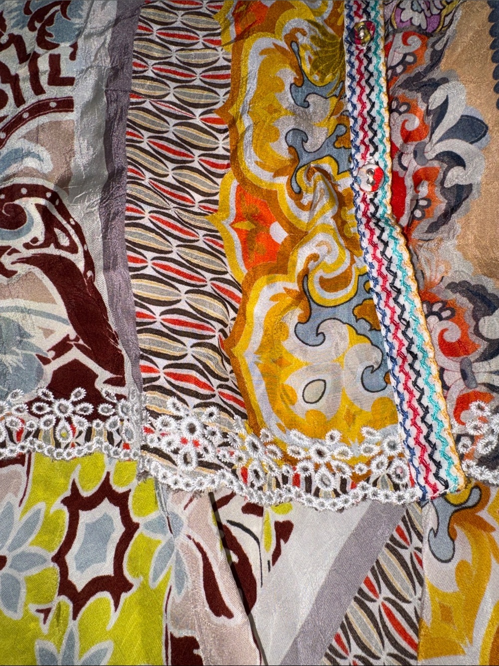 Johnny Was Women's Silk Patchwork-Print MIDI Slip Dress Size M - Picture 2 of 6